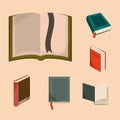 Book icons set, learning information or study style