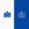 Book, Idea, Novel, Story Line and Glyph Solid icon Blue banner Line and Glyph Solid icon Blue banner Royalty Free Stock Photo