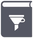 Book illustration featuring a filter funnel representing analysis or information extraction Royalty Free Stock Photo