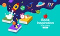 Book Inspiration, Back to school, Planet science, learning from home, vector illustration