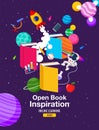 Book Inspiration, Online Learning, study from home, back to school, flat vector