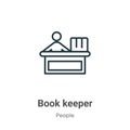 Book keeper outline vector icon. Thin line black book keeper icon, flat vector simple element illustration from editable people Royalty Free Stock Photo