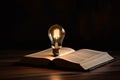 Book light bulb paper. Generate Ai Royalty Free Stock Photo