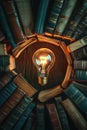 book light bulb. Selective focus Royalty Free Stock Photo