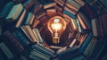 book light bulb. Selective focus Royalty Free Stock Photo