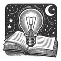 Book and Light Bulb Symbolizing Knowledge vector Royalty Free Stock Photo