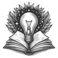 Book and Light Bulb Symbolizing Knowledge vector Royalty Free Stock Photo