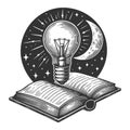 Book and Light Bulb Symbolizing Knowledge vector Royalty Free Stock Photo