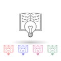 Book and lightbulb multi color icon. Simple thin line, outline vector of idea icons for ui and ux, website or mobile application