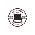 Book logo badge emblem, thick book logo icon for book store or education business