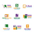 Book logo set flat color style Royalty Free Stock Photo