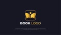 Book Logo with Sun in Luxury Gold Gradient Usable for Business and Education Logo Royalty Free Stock Photo