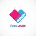 Book lover, icon, flat design, logo, vector