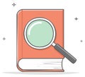 Book and Magnifying Glass Concept for Research Study and Knowledge Exploration Royalty Free Stock Photo