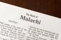 The Book of Malachi Title Page Close-up Royalty Free Stock Photo