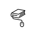 Book with mouse vector education icon for online education, universities, schools etc. Royalty Free Stock Photo