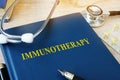 Book with name immunotherapy. Royalty Free Stock Photo