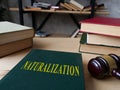 Book about naturalization as part of immigration law. Royalty Free Stock Photo