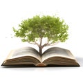 Book of nature with grass and tree growth on it over Royalty Free Stock Photo