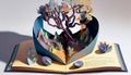 Book, nature leaf illustration tree education backgrounds ,generative AI