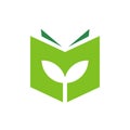 Book nature logo design, eco book icon, book with plant symbol