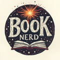 Book Nerd Emblem with Cosmic Starburst
