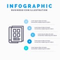 Book, Newspaper, Paper, Notebook, Phonebook Line icon with 5 steps presentation infographics Background Royalty Free Stock Photo