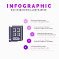 Book, Newspaper, Paper, Notebook, Phonebook Solid Icon Infographics 5 Steps Presentation Background Royalty Free Stock Photo