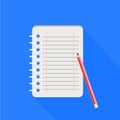 Book note and pencil on flat icon Royalty Free Stock Photo