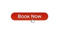 Book now web interface button clicked mouse cursor, wine red color, reservation Royalty Free Stock Photo