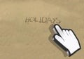 Book online holidays sandy beach and mouse hand pointer