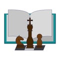 Book open with chess pieces Royalty Free Stock Photo