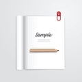 Book open with pencil vector magazine template. Royalty Free Stock Photo