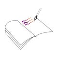 BOOK OUTLINE WITH PEN, SUITABLE FOR EDUCATION ILLUSTRATION