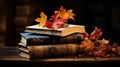 book pages yellow leaves of autumn concept Royalty Free Stock Photo