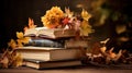 book pages yellow leaves of autumn concept Royalty Free Stock Photo