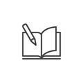 Book and Pencil line icon