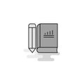 Book and pencil Web Icon. Flat Line Filled Gray Icon Vector Royalty Free Stock Photo