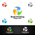 Book Printing Company Logo Design for Book sell, Book store, Media, Retail, Advertising, Newspaper or Paper Agency Concept