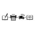 Book Publishing and Distribution Process Workflow Icons Royalty Free Stock Photo