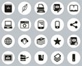 Book Publishing Icons Black & White Flat Design Circle Set Big Royalty Free Stock Photo