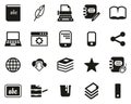 Book Publishing Icons Black & White Set Big Royalty Free Stock Photo