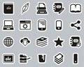 Book Publishing Icons Black & White Sticker Set Big Royalty Free Stock Photo