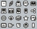 Book Publishing Icons White On Black Sticker Set Big Royalty Free Stock Photo