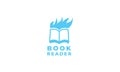 Book reader with head man icon logo design Royalty Free Stock Photo
