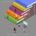 Book readers and TV watchers auditory concept. Fla