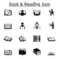 Book & Reading icons set vector illustration graphic design solid style Royalty Free Stock Photo