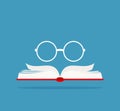 Book reading line icon. linear style sign for mobile concept and web design. Open book and glasses outline vector icon. Symbol, Royalty Free Stock Photo