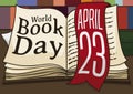 Book with a Reminder Ribbon to Celebrate World Book Day, Vector Illustration