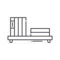 Book shelf with books icon, linear isolated illustration, thin line vector, web design sign, outline concept symbol with Royalty Free Stock Photo